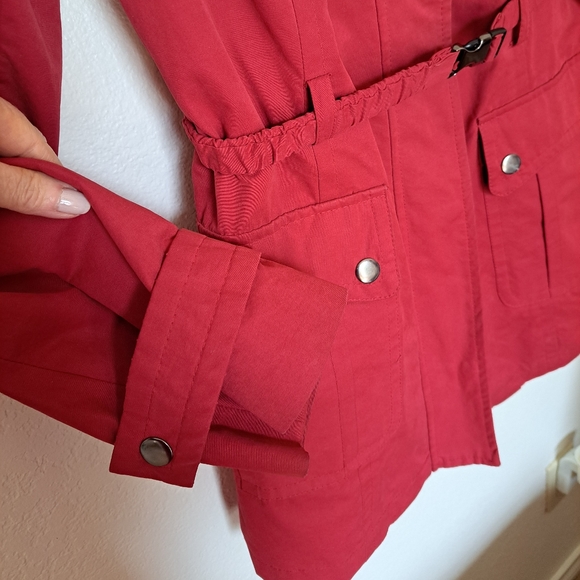 NEW ANN TAYLOR LOFT WOMEN'S TRENCH COAT SIZE LARGE RED - Picture 4 of 8